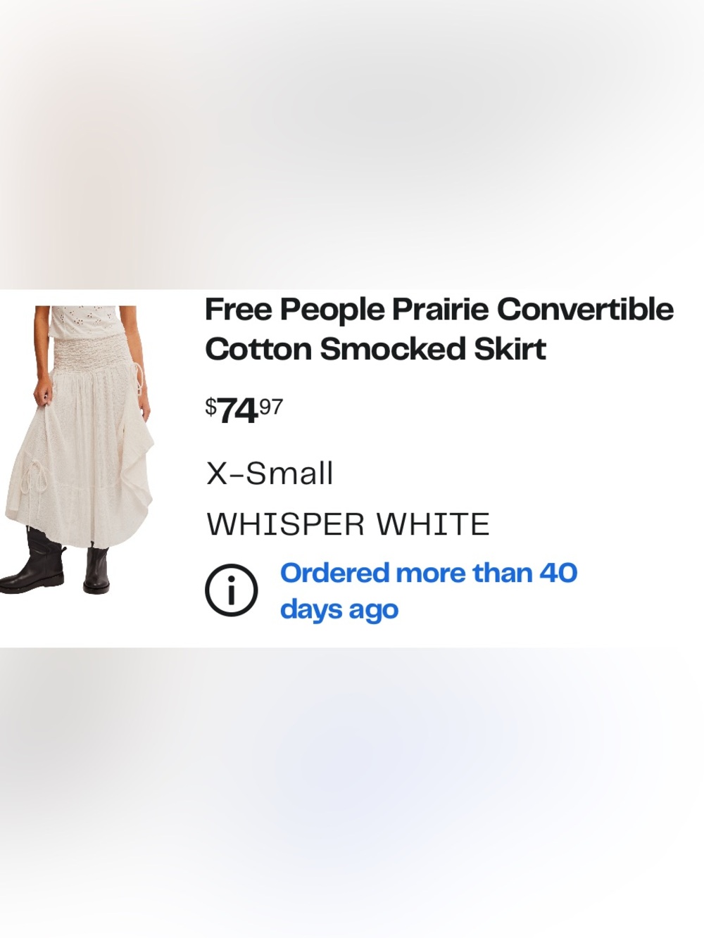 Free People Cream Smocked Convertible Boho Dress/Skirt - Picture 8 of 10